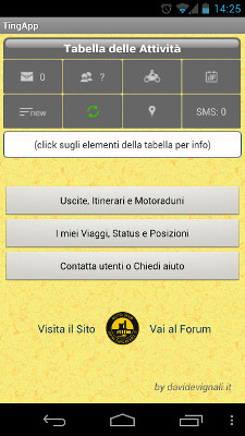 Pagina principale TingApp Android